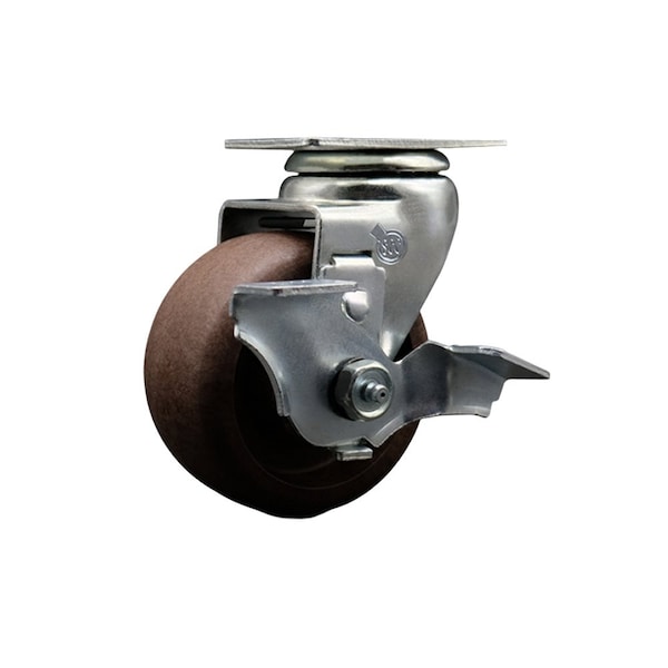 4'' High Temp Glass Filled Nylon Swivel Caster with Roller Bearing and Brake